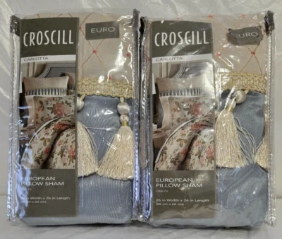 Croscill Carlotta European Pillow 2-Shams 26" x 26" Blue Multicolor - Image 1 of 2