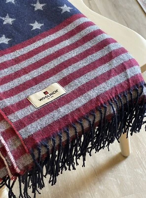 Woolrich Stars & Stripes Americana Thin Wool Blend Throw Blanket W/ Fringe - Image 1 of 4