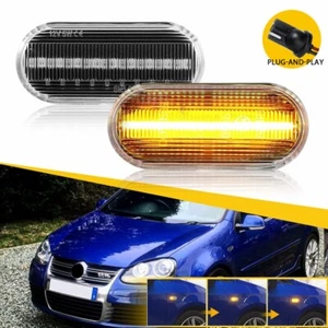 For VW Golf MK4 Jetta Passat 2x Dynamic Front LED Fender Side Marker Light Clear - Picture 1 of 12