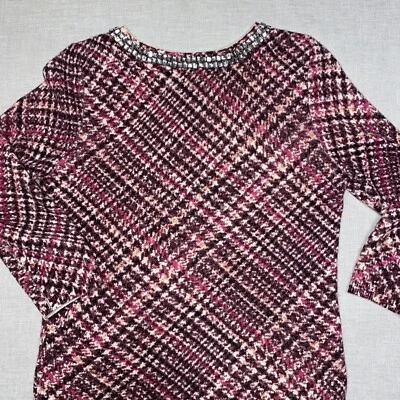 Women’s TALBOTS Abstract PRINT CASHMERE SWEATER MULTI Brown S Petit Studs - Image 1 of 4