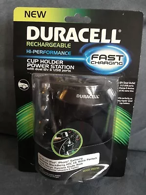 DURACELL RECHARGEABLE CUP HOLDER POWER STATION WITH DUAL 12V & USB PORTS  - Image 1 of 4