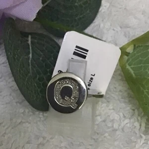 TJC Platinum Over Sterling Silver Letter Q Diamond Ring Size L New 8522* - Picture 1 of 3