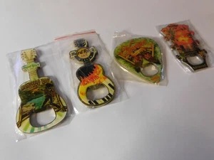Lot of 4 Pieces RARE Hard Rock Cafe Fridge Magnet Guitar Bottle Opener Bundle 11 - Picture 1 of 3