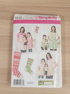 Simplicity 1936 Matching Aprons + Ornaments Misses S-L, Child S-L & 18" Doll - Picture 1 of 3