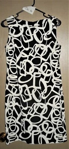 Dressbarn Women's Size 6 Sleeveless Sheath Dress Black and White Geometric - Picture 1 of 2