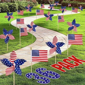 Memorial Day Flag Decorations Flags & Pinwheels Patriotic Yard Garden 36 Pieces - Picture 1 of 8