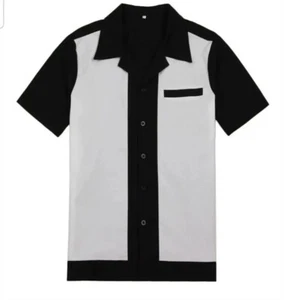 50s male clothing rockabilly style fashion indie mens fifties bowling shirt XL - Picture 1 of 6
