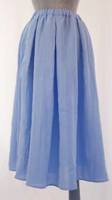 H&M Midi Skirt Blue Flared Pleated Maxi Summer Elastic Waist Vintage Size XS - Image 1 of 4