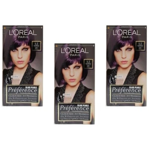 3 L'OREAL Préférence COLORE PERMANENTE black pearls 1.2 NAPOLI Nero/Viola NUOVO - Foto 1 di 1
