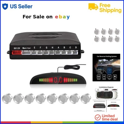 Car Reverse Parking Radar System with 8 Sensors LED Display Sound Warning - Image 1 of 4