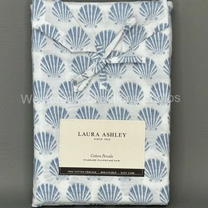 2er Set Laura Ashley Kissenbezüge Jakobsmuschel Muschel STANDARD weiß & blau - Bild 1 von 4