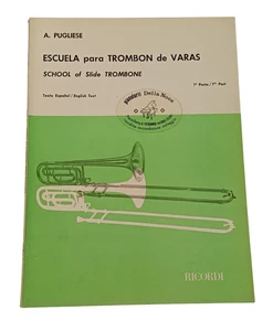 School of Slide Posaune A.Pugliese Englische Methode Spanisch 1 Teil Gebraucht Defekt - Bild 1 von 12