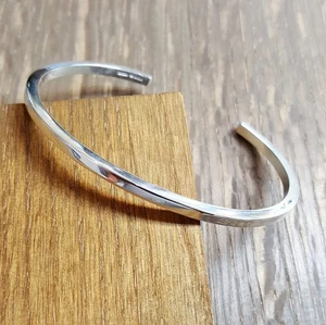 Polished Sterling Silver Cuff Bracelet Handmade Square Bangle Unisex Cuff Bangle - Picture 1 of 4