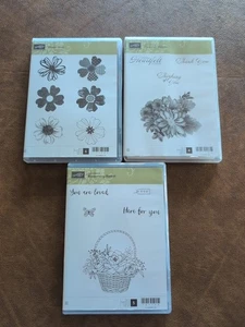 Stampin Up Lot Of 3 Clear Mount Rubber Stamp Sets.  See Description For Titles - Picture 1 of 8