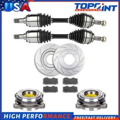 For 2005-2010 Toyota Tacoma Front CV Axle+Brake Pads&Rotors+Wheel Bearing Hub - Image 1 of 4