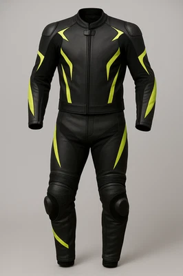 Men’s  2 Piece Motorcycle Racing Leather Suit CE Approved Armors S,M,L,XL - Image 1 of 4