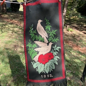 Vintage schöner Wandteppich 15"×30" Tauben 1893" - Bild 1 von 12