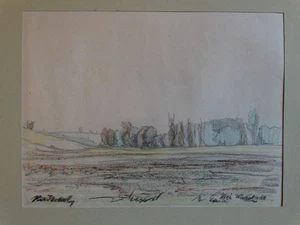 Bei Wagstadt - Rudolf Sokol - signierte Zeichnung - Landschaft Tschechien - 1930 - Picture 1 of 4