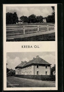 Ansichtskarte Kreba /O. L., Schwesternstation, Sportplatz  - Picture 1 of 2