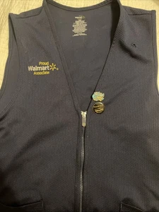 Walmart Proud Associate Unisex Employee Uniform Navy Blue Zip Worker Vest-Small - Picture 1 of 2
