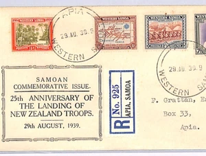 WESTERN SAMOA 1939 FDC Anniversary New Zealand Control Set First Day Cover XW201 - Picture 1 of 12