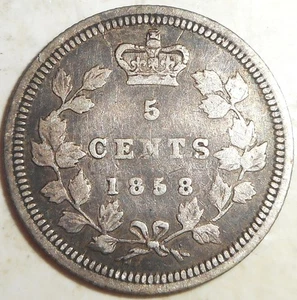 1858 Canadian 5 Cent Silver, Large Date?, Nice first year Canadian Coin, FREE SH - Picture 1 of 2