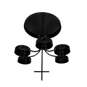  Friedhof Kerzenhalter: Schwarz Eisen Altar Teelichthalter - 5 Tassen Teelicht - Bild 1 von 12