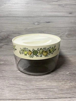 "Bote de vidrio Pyrex Green Spice of Life See N Store de colección años 70 6,25"" W X 3,75"" H" Foto 1 de 4