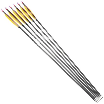 30" Carbon Arrows 6" Feather SP400 Tip Recurve Bow CompoundBow Archery Hunting - Image 1 of 4