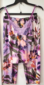 Linea Donatella Women's 2-Pc. Cropped Knit Pajamas Set - Purple - Picture 1 of 5