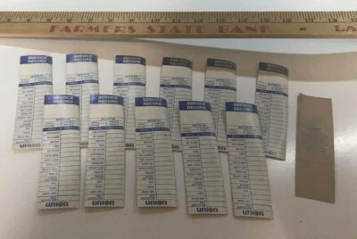 Lote de 12 pegatinas vintage Union 76 Service cambio de aceite ventana recordatorios TubM Foto 1 de 2