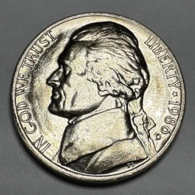 1986-D Jefferson Nickel 5cent Coin Uncirculated BU from US Mint Set - Image 1 of 4