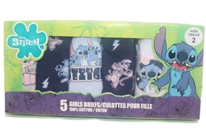 Disney Stitch 5 Pack Girls Briefs Size 2 - Picture 1 of 5