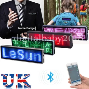 LED Abzeichen Bluetooth programmierbar Scrollen Name Nachricht Tag Schild Zum Selbermachen 5 Farben UK - Bild 1 von 21