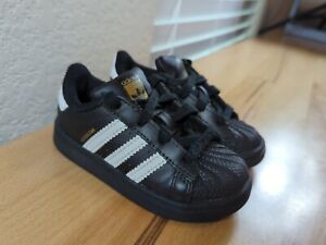 Adidas Superstar Toddler Shoes US 7K Black White Gold 7 toddler