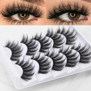 5Pairs 3D Mink Fake Eyelashes Natural Long Wispy Makeup False Lashes Handmade - Picture 1 of 11