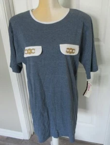 Diana Marco Short Sleeve bling blue Tunic Top size 14 NWT - Picture 1 of 3