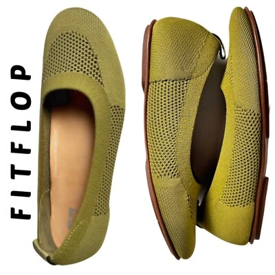 NUEVA Bailarina FitFlop Para Mujer Allegro Tejida Tonal Ballet Plana Verde Oliva, Talla 8.5 Foto 1 de 4