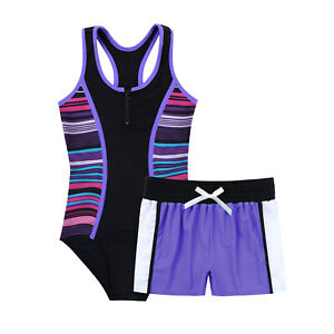 Girls Kids Bikini Swimwear Swim Suit Two-pieces Tie-dye Tankini Bathing Suits