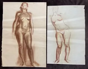 Henry Hammond (1914-89, Potter & Teacher) c1950's? Signed Pair of Chalk Drawings - Picture 1 of 7