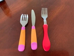 Baby Toddler Girl Mixed Lot Of Feeding Utensils~2 Forks & Knife - Picture 1 of 1