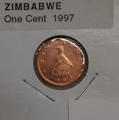 1997 Zimbabwe One Cent Bronze Plated Steel Coin  Brilliant Uncirculated - Image 1 of 2