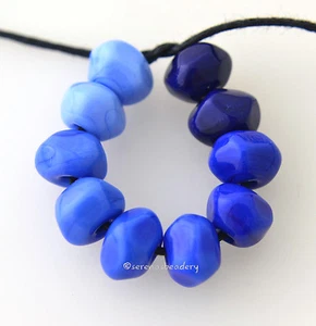 BLUE OMBRE NUGGETS * Handmade Lampwork Glass Beads TANERES sra - tiny rocks - Picture 1 of 10