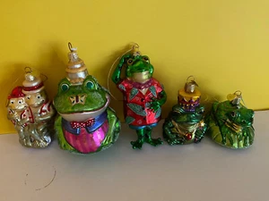 5 Glass Frog Ornament Leap Frog King And Tourist Frog - Picture 1 of 10