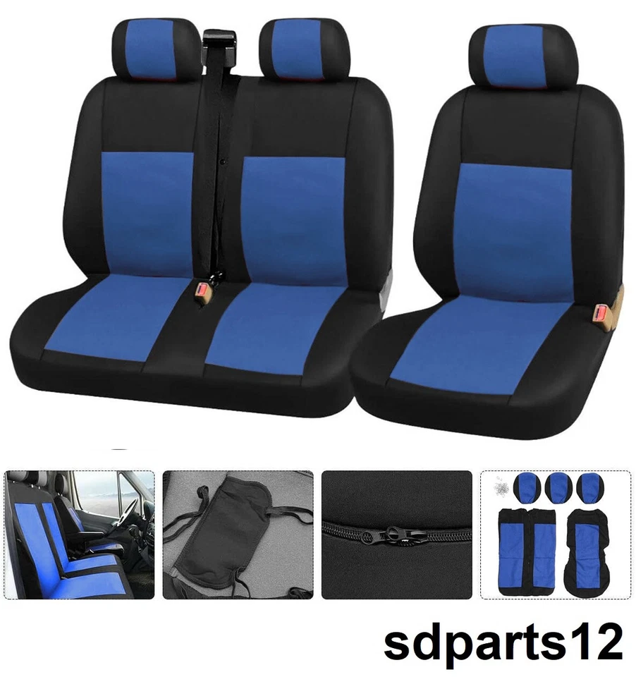 AUTONET Pour Peugeot Boxer Expert Housses de Siège Avant Couvre-Siege 2+1 Bleu Noir