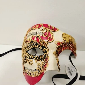 Red Gold Blk Venetian Phantom of The Opera Masquerade Ball Halloween Party Mask  - Picture 1 of 5