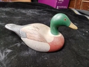 Pato Drake Mallard Vintage Sin Marca Tallado Pintado a Mano 7" de Largo - Imagen 1 de 6