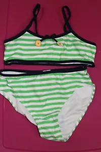 Gymboree DAISY DAYS Vintage NWT 12 Green/white stripe bikini swim suit - Picture 1 of 1
