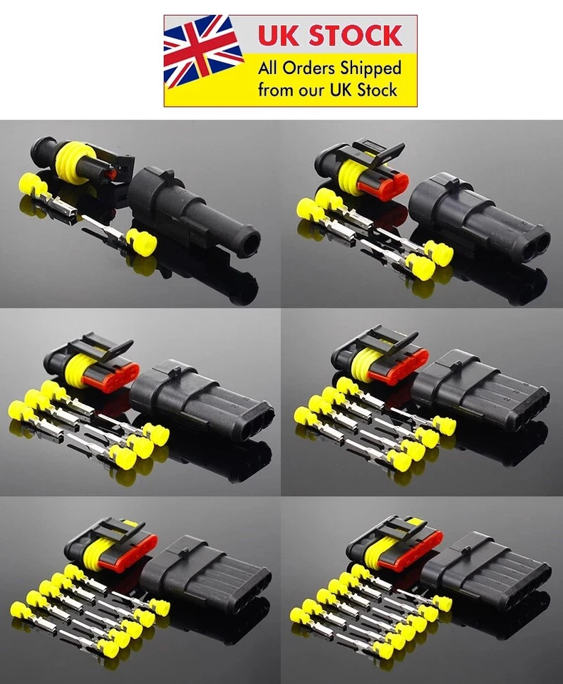 AMP 1 2 3 4 5 6 Way Pin Superseal Electrical Automotive Waterproof Connector Kit - Image 1 of 2