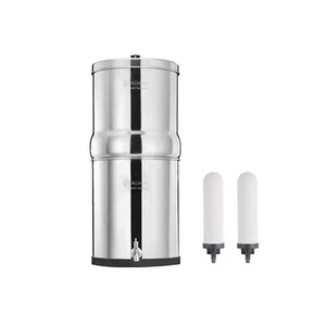 2.25 Gallon Stainless Steel Gravity-Fed Water Filter System with 2 White Cera... - Picture 1 of 9